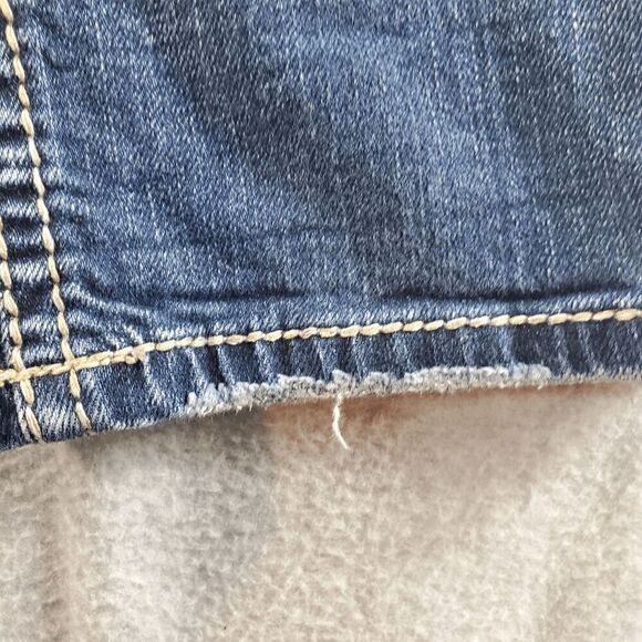 Silver Jeans Womens 25 Blue Denim Flat Front Thick Stitch Suki Capri Preppy - Picture 9 of 12